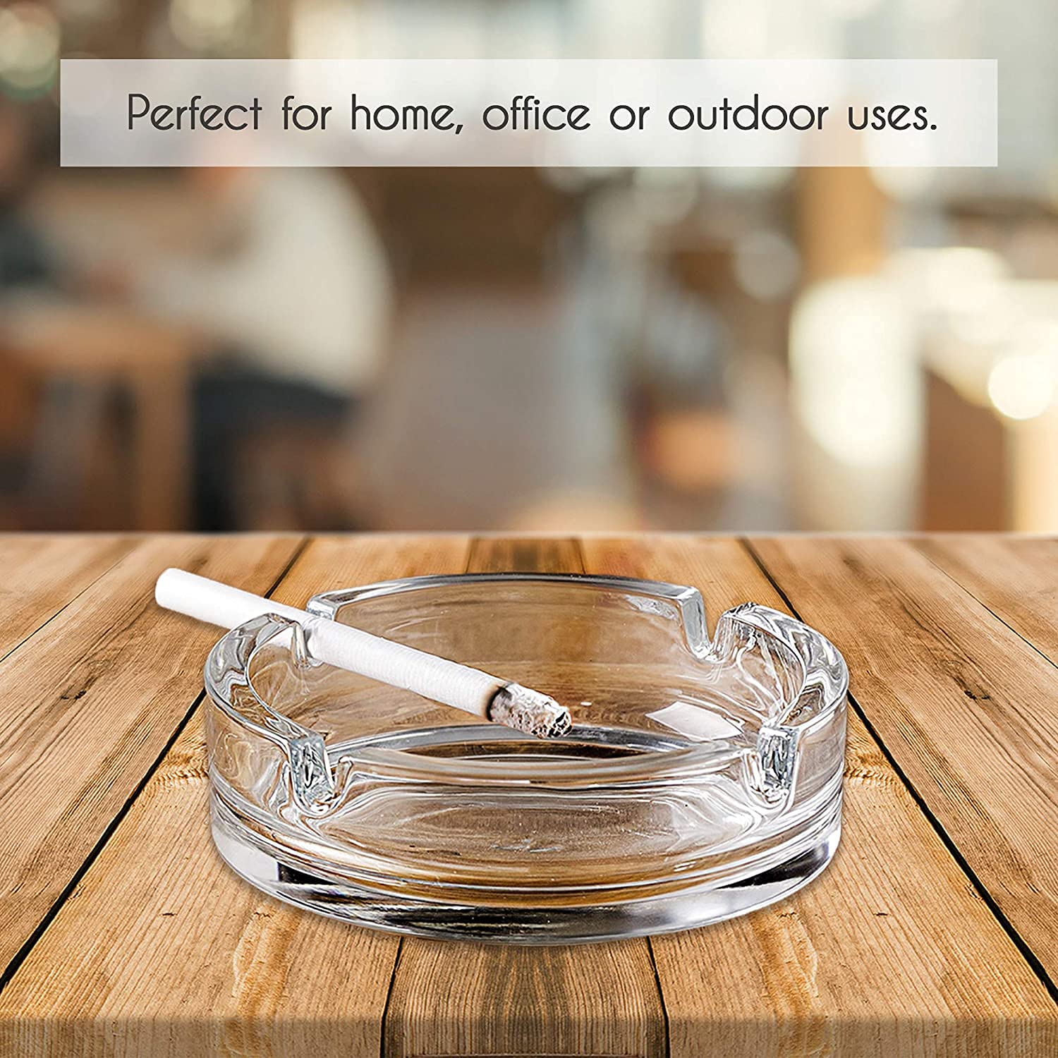 Cigarette, Cigar Smoking for Home, Car, Balcony, Crystal Clear Round Ash Tray Box Crystal Quality Glass Ash Tray (Pack of1)