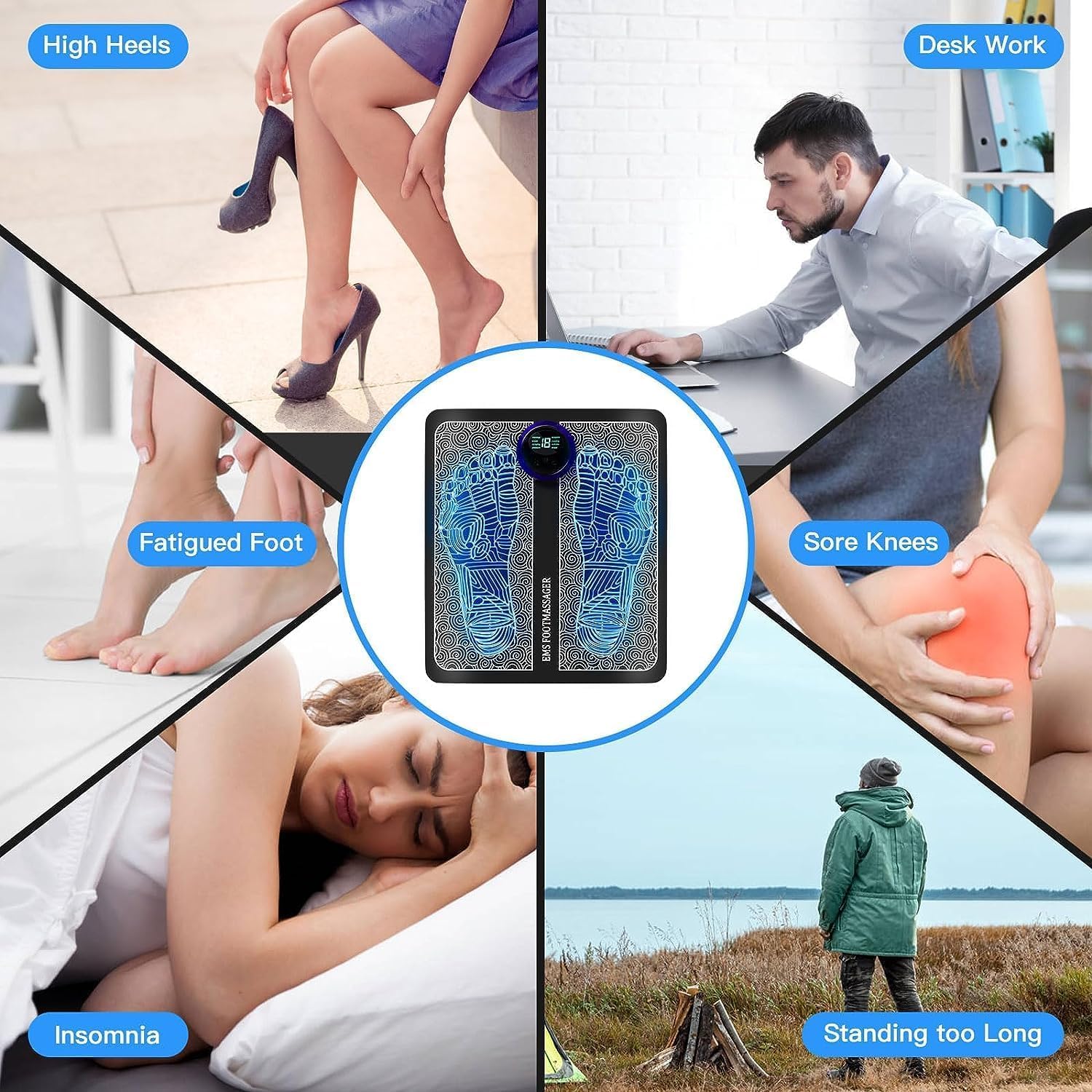 Foot Massager-Wireless Ems Massage Machine,Rechargeable,Portable,&Foldable Design. 8 Modes,19 Intensity Levels For Ultimate Pain Relief Foot Massager Pain Relief Wireless,New-2025